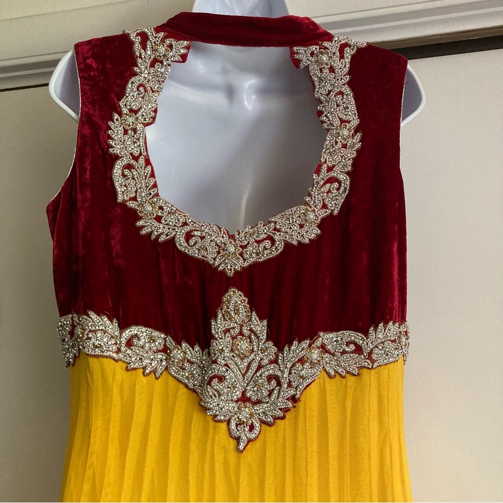 Unbranded Red & Yellow Beaded & Sequined Gown Dress Costume, Sz XL/14 - Picture 11 of 16
